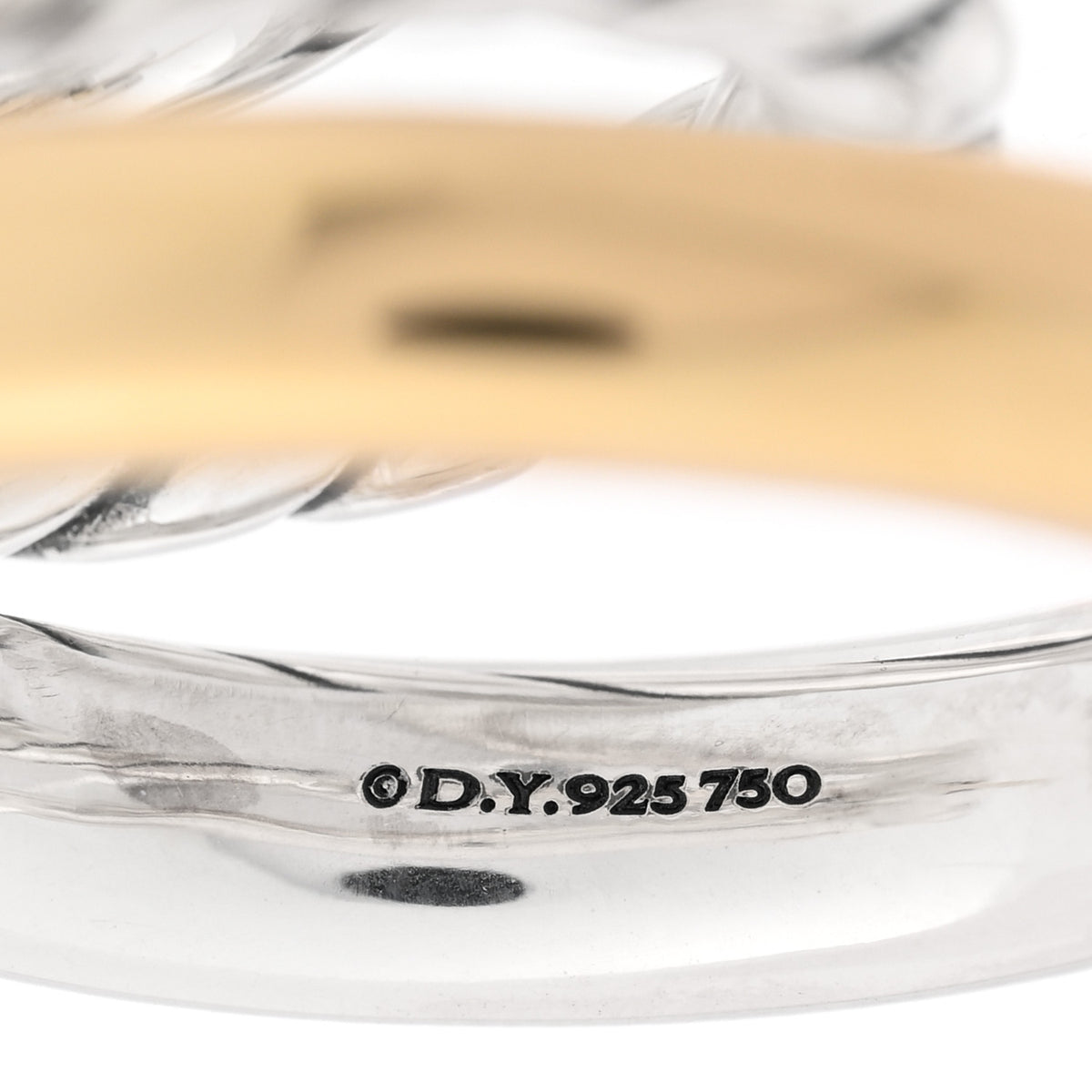 David Yurman 18K Yellow Gold Sterling Silver Diamond Mercer Three Row Hoop Earrings 4 of 4