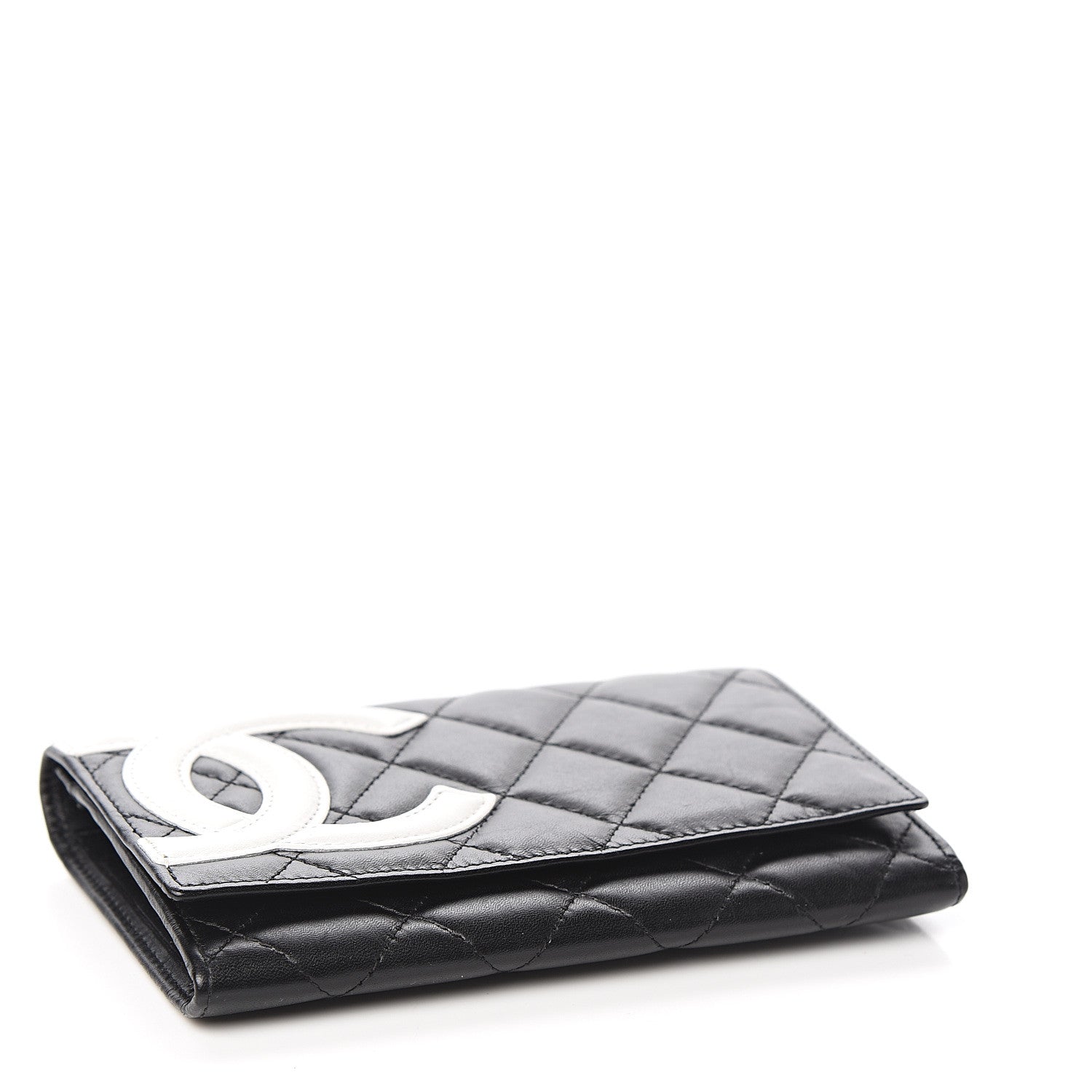 Chanel Calfskin Quilted Cambon Flap Wallet Black White 3 of 6