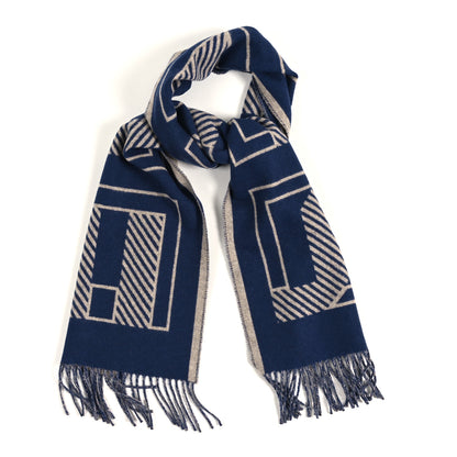 Hermes Cashmere Casaque Lettres Au Carre Scarf Encre Beige Chine 1 of 4