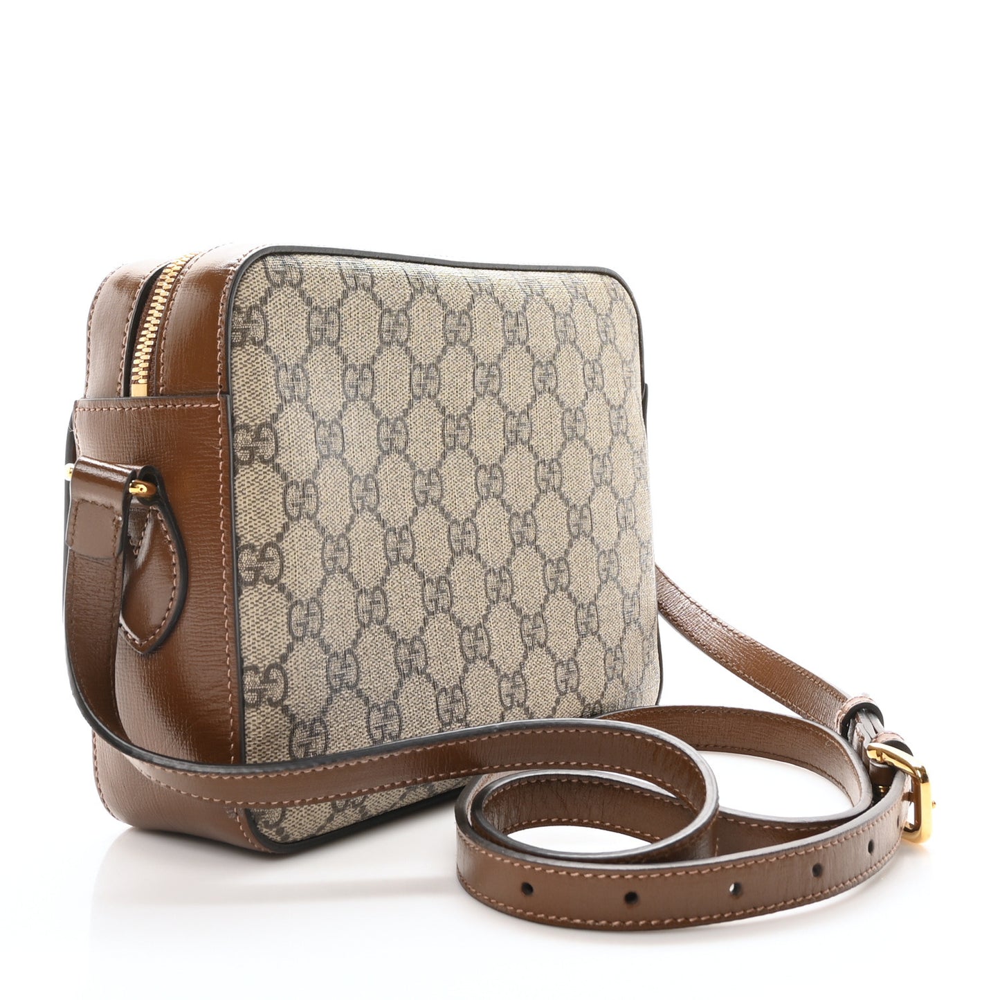 GG Supreme Monogram Small Horsebit 1955 Shoulder Bag Beige Brown Sugar