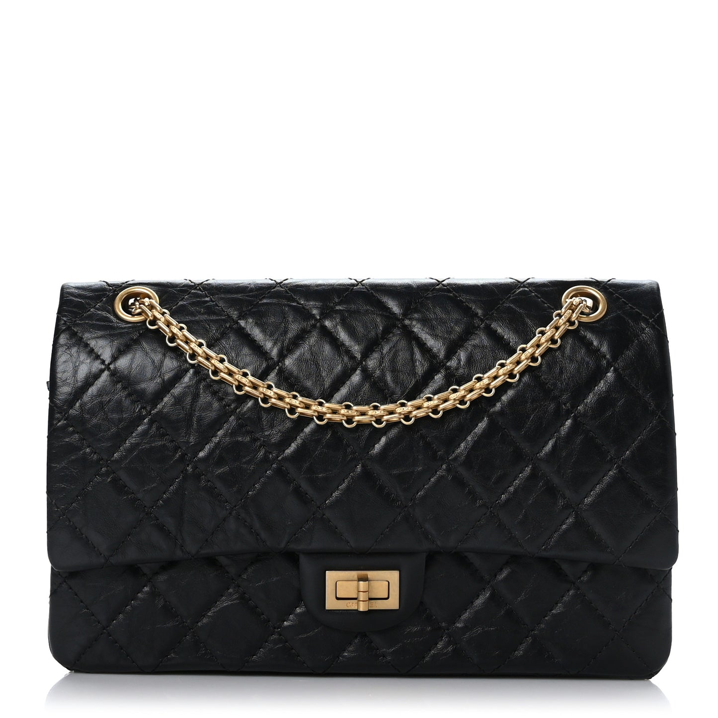 Aged Calfskin Quilted 2.55 Reissue 226 Flap Black