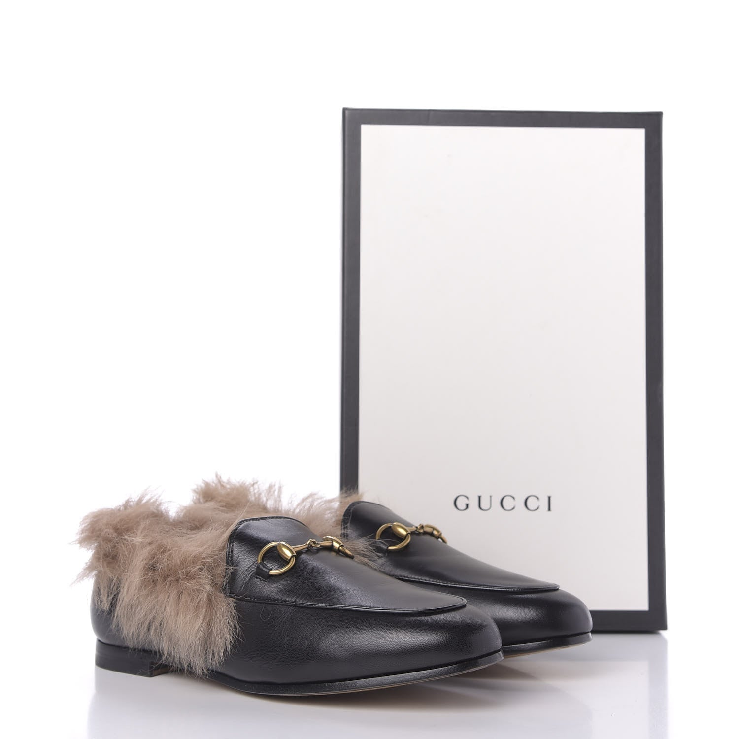 Gucci Malaga Kid Fur Womens Jordaan Loafers 36.5 Black Natural 11 of 11