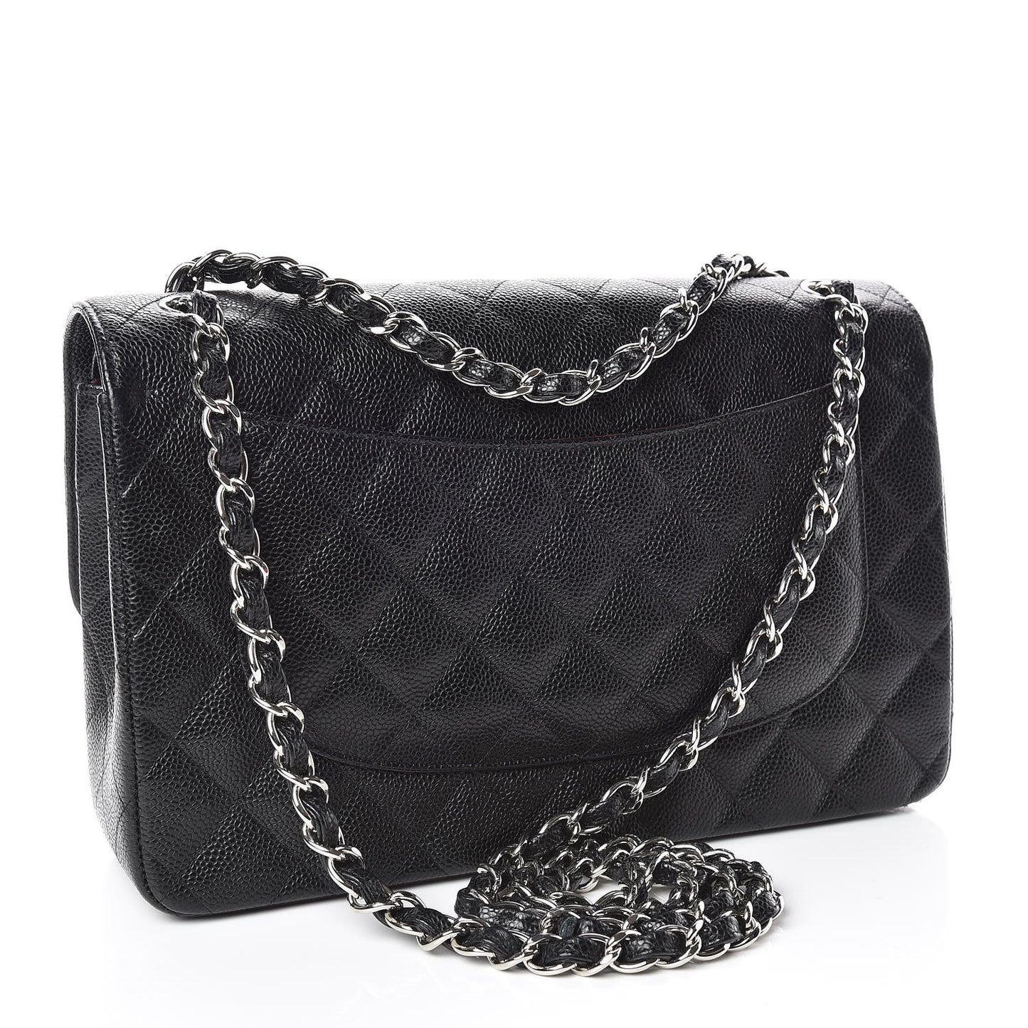 Caviar Quilted Jumbo Double Flap Black