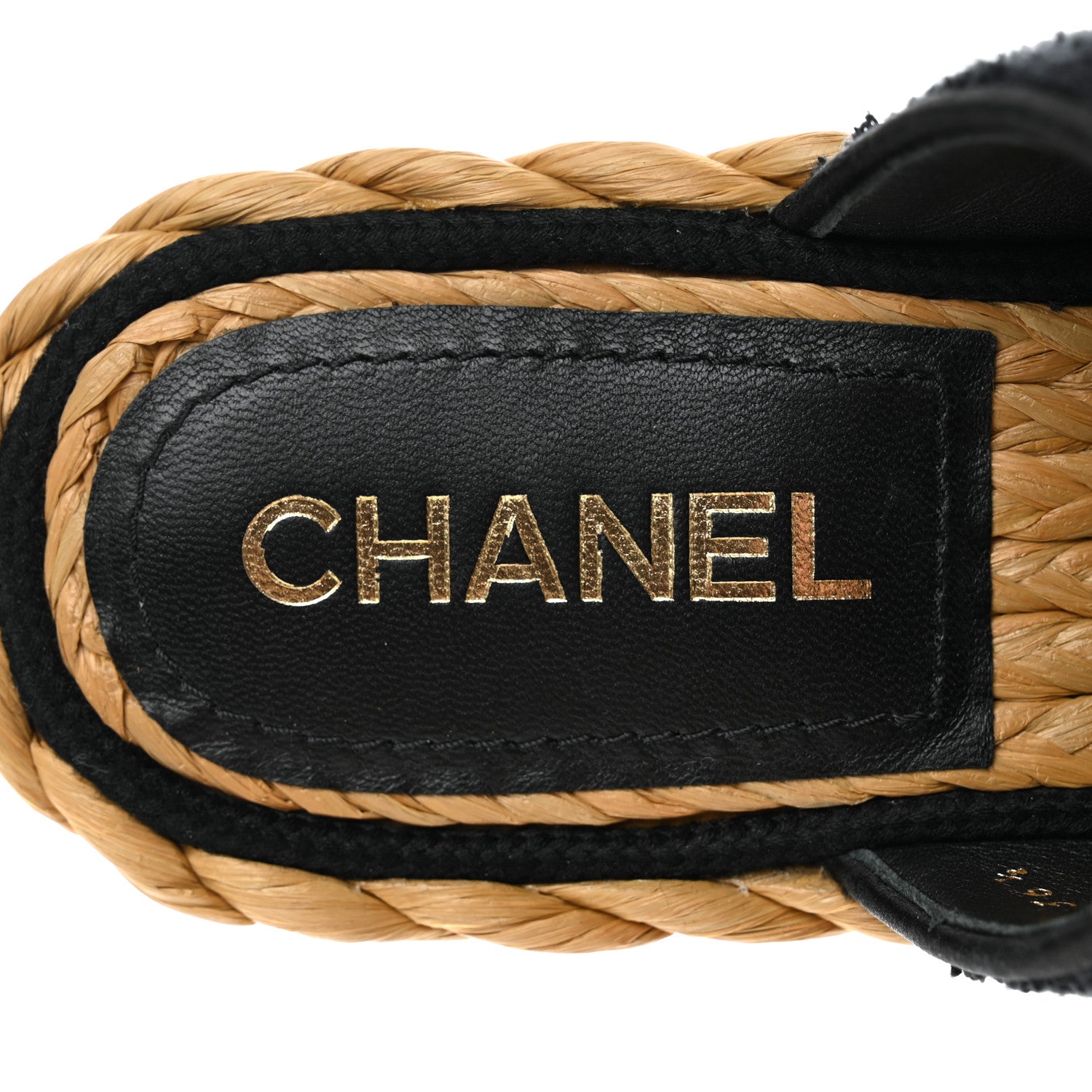 Chanel Terry Cloth Raffia CC Logo Thong Sandals 36.5 Black 6 of 9