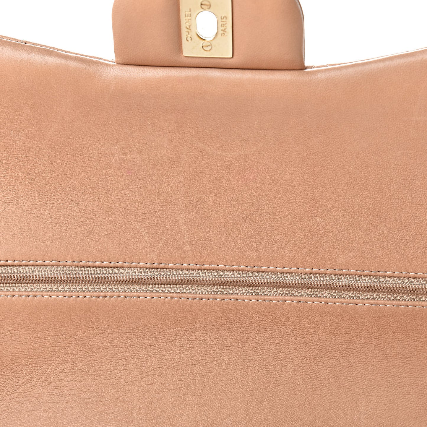 Lambskin Quilted Jumbo Double Flap Beige Clair