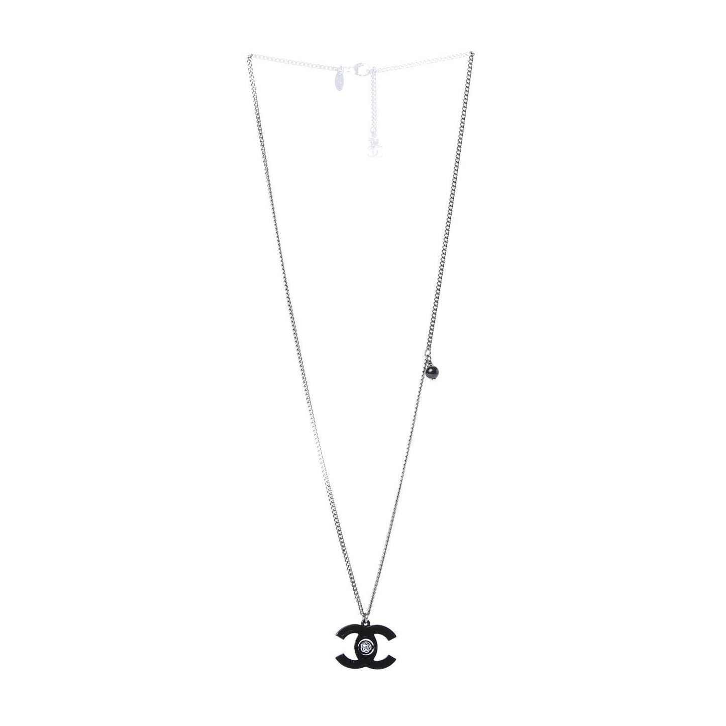Enamel CC Camellia Necklace Black