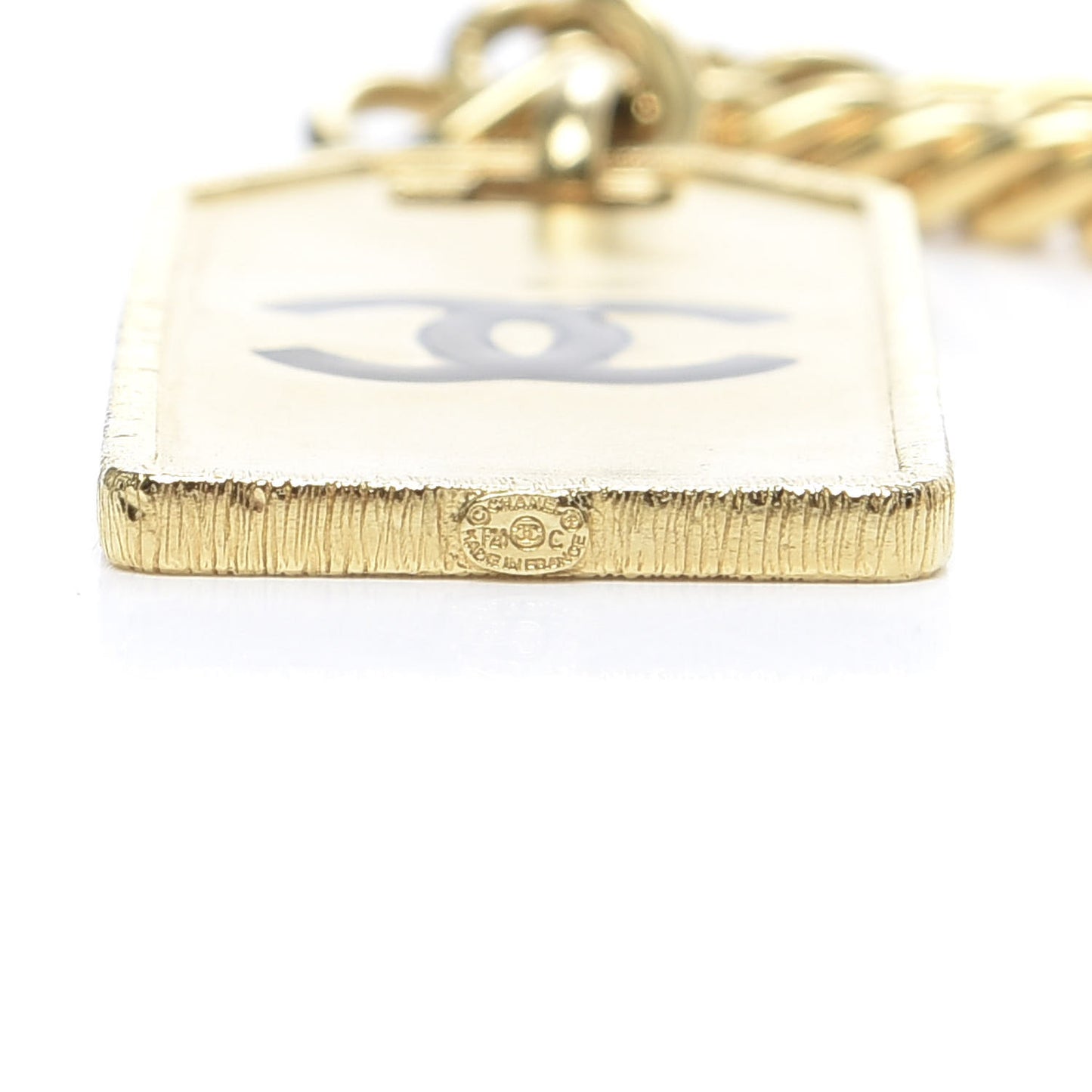 Metal ID Dog Tag Charm Necklace Gold