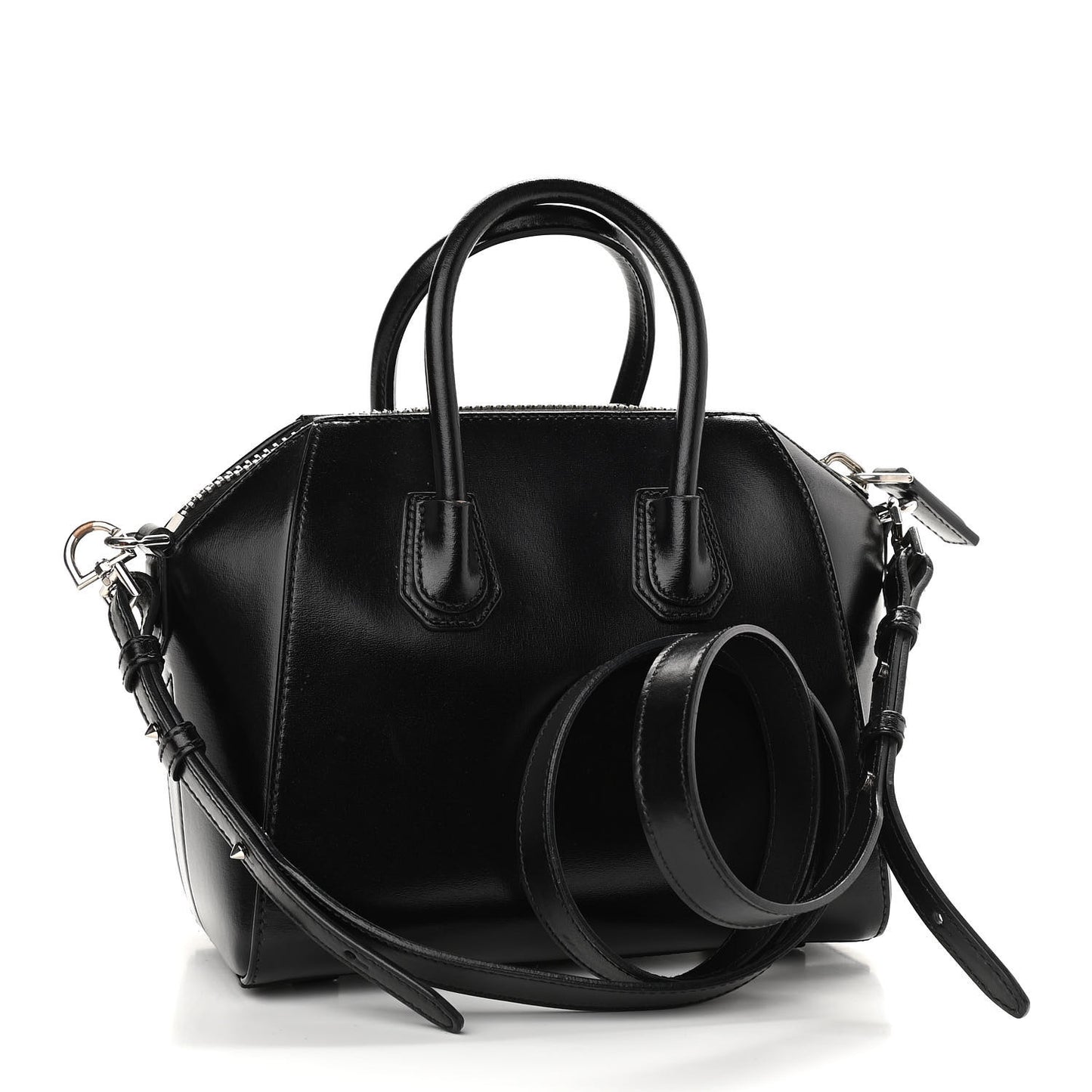 Shiny Lord Calfskin Mini Antigona Black