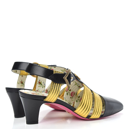 Gucci Malaga Kid T-Strap Mid Heel Sandals 39.5 Black 4 of 8