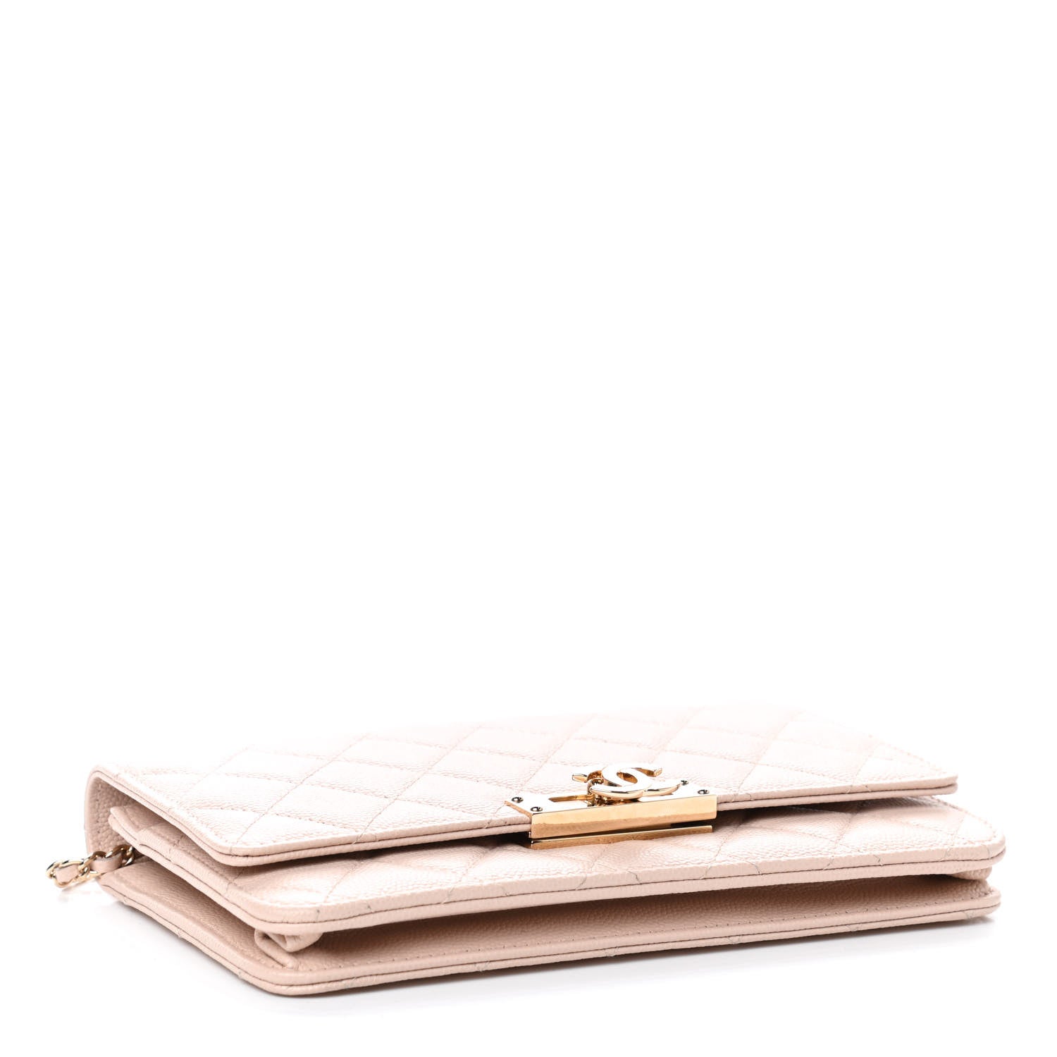 Chanel Caviar Quilted Golden Class Wallet On Chain WOC Light Beige 3 of 4