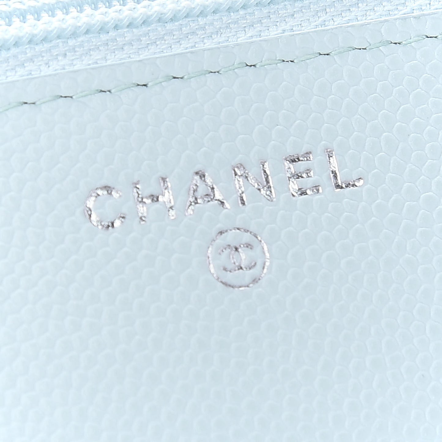 Caviar Quilted Wallet On Chain WOC Light Blue
