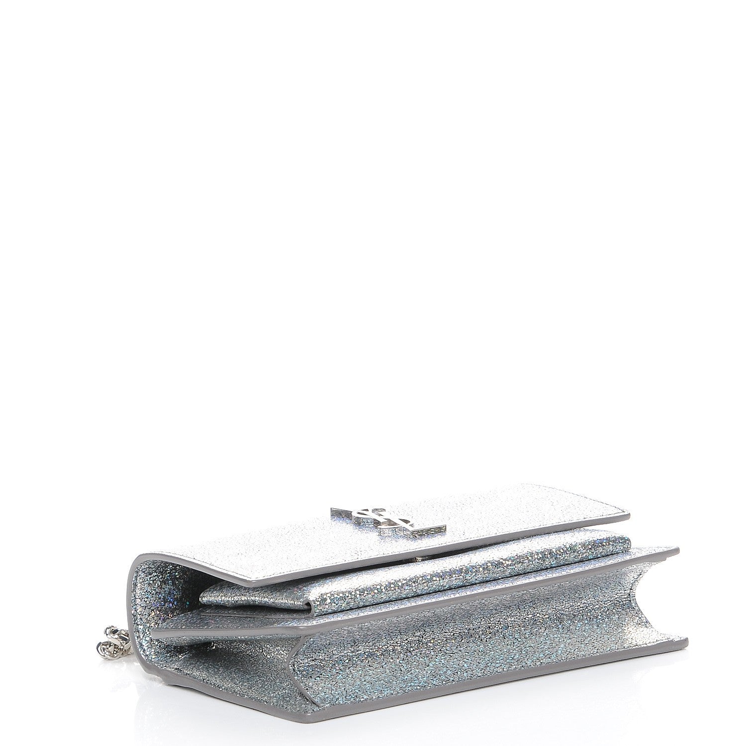 Saint Laurent Metallic Crackled Calfskin Monogram Sunset Chain Wallet Star Light 4 of 9