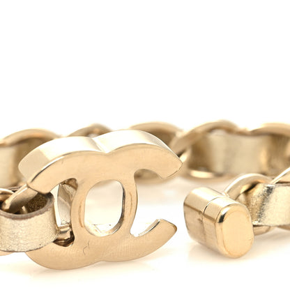 Chanel Metallic Lambskin CC Turnlock Chain Bracelet M Light Gold 4 of 5