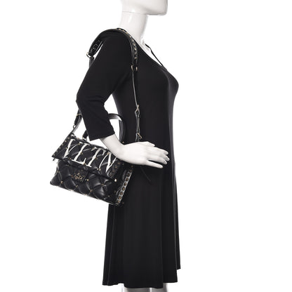 Valentino Garavani Lambskin VLTN Print Candystud Top Handle Bag Black 2 of 12