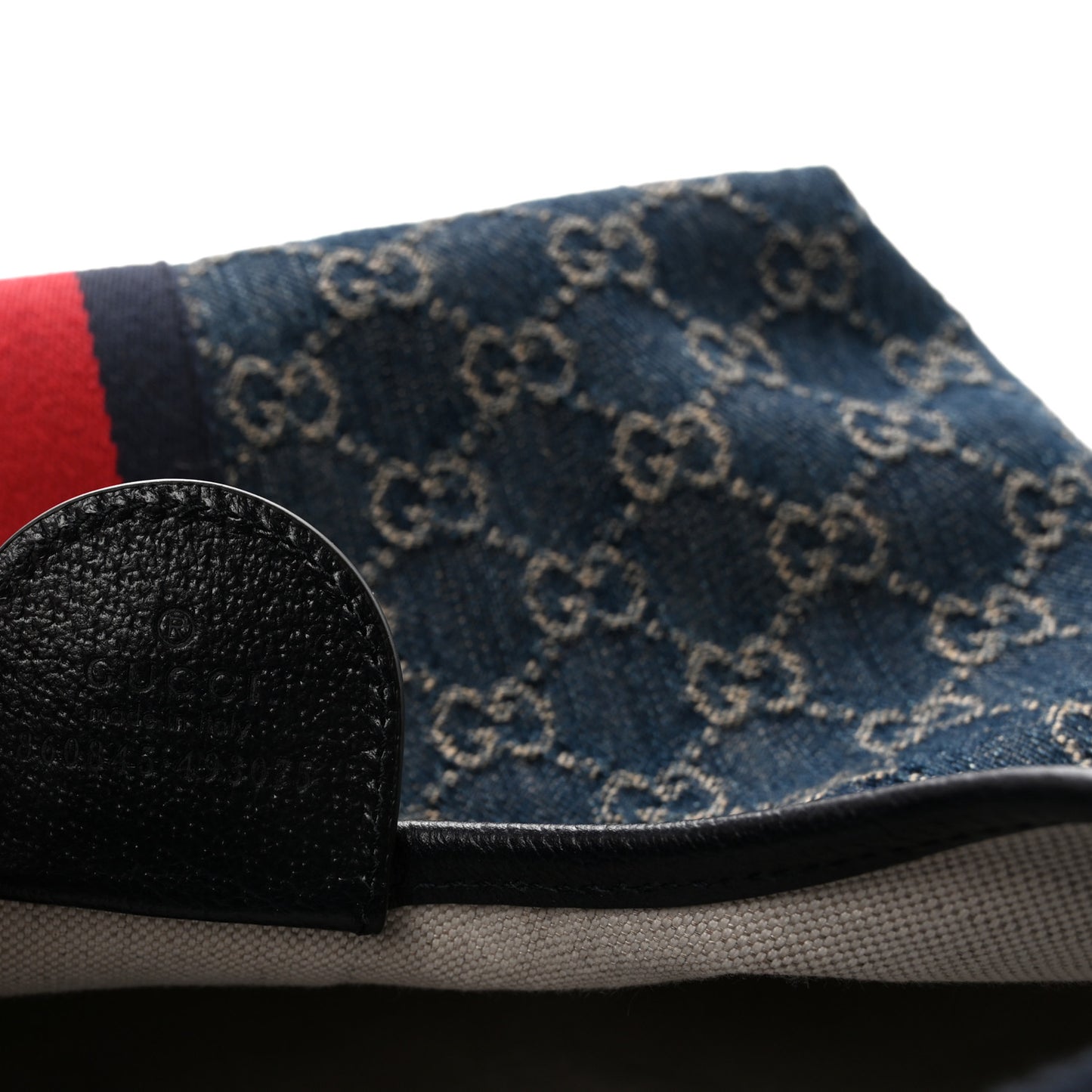 Denim GG Monogram Web Small Giglio Tote Blue White