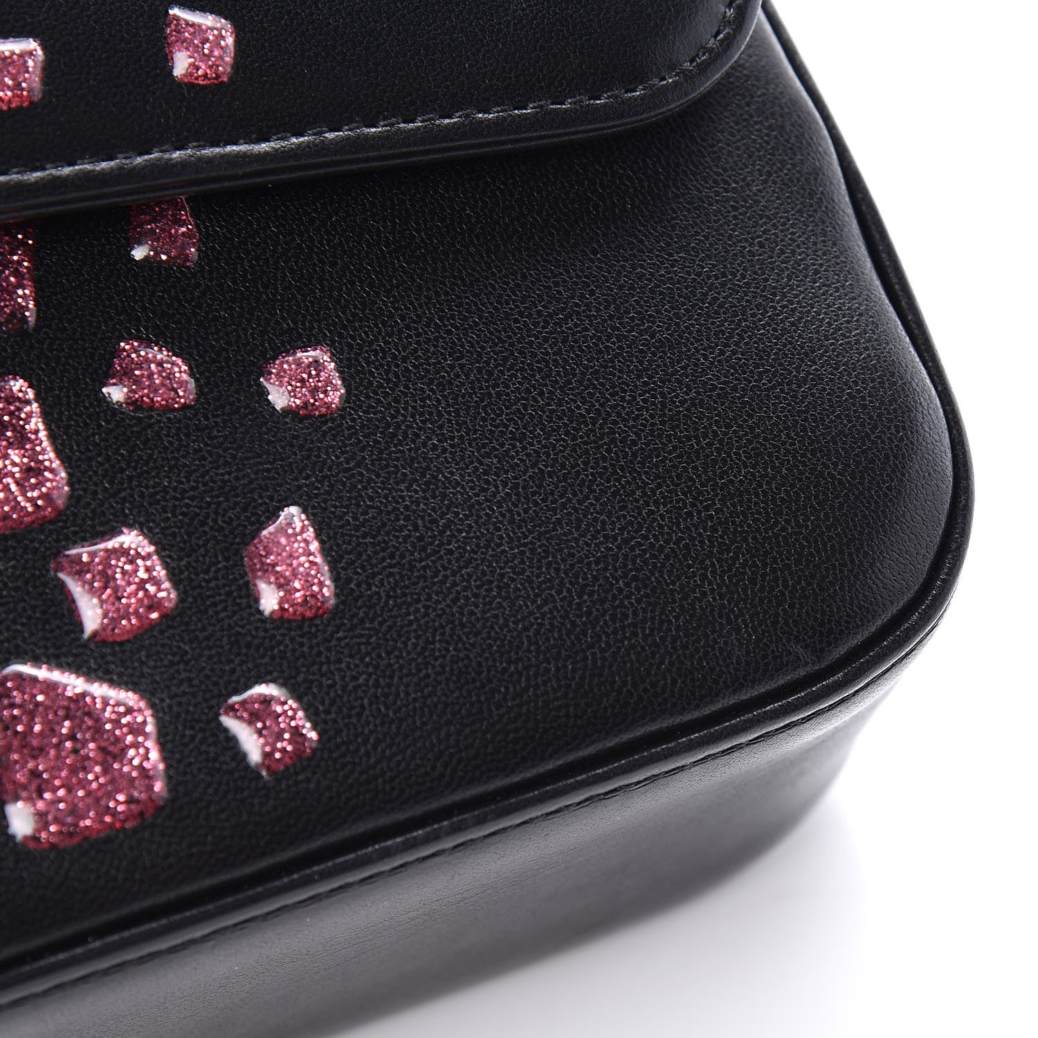Chanel Lambskin Resin Glitter Medium Double Flap Black Pink 11 of 13