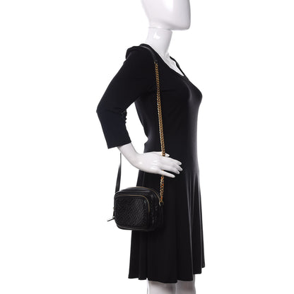 Burberry Calfskin Embossed Monogram Camera Chain Bag Black 2 of 9
