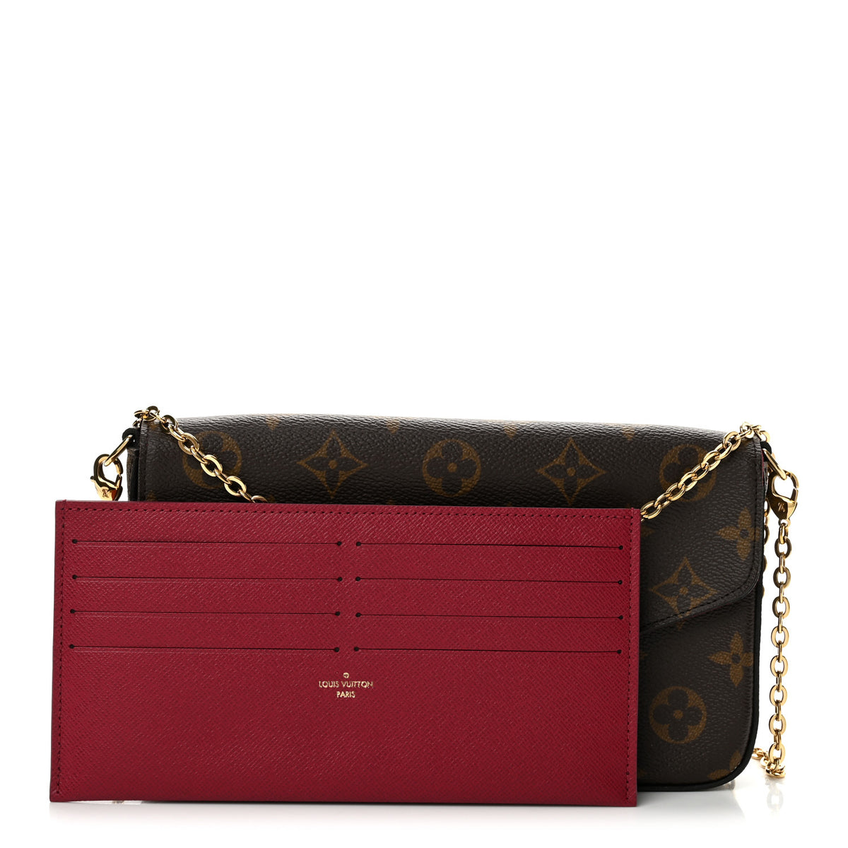 Monogram Pochette Felicie Chain Wallet Fuchsia