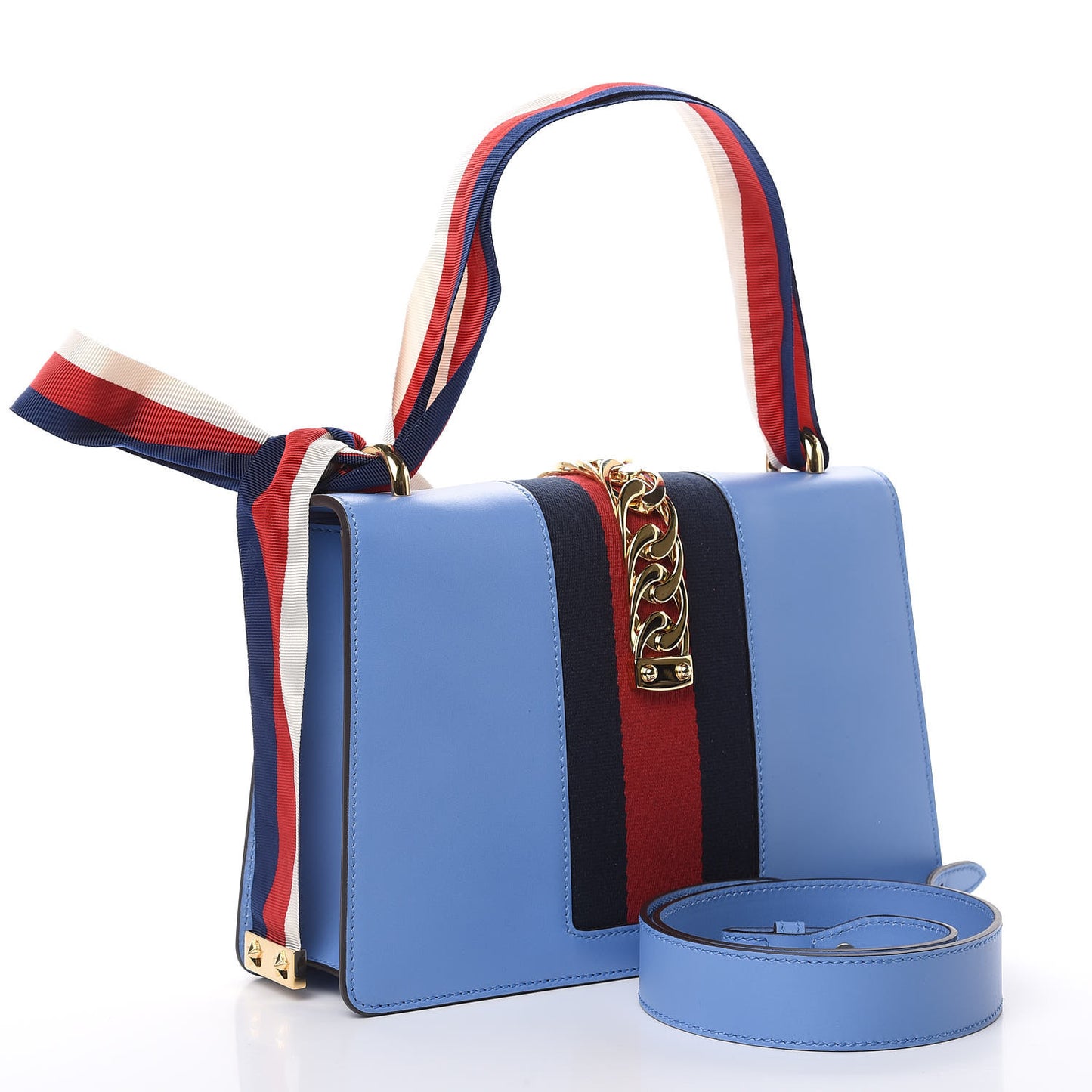 Calfskin Small Sylvie Shoulder Bag Clear Sky Blue