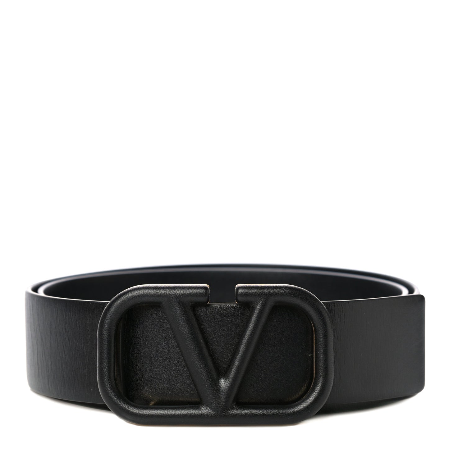 Glossy Calfskin Monochrome VLogo 40mm Belt 85 34 Black