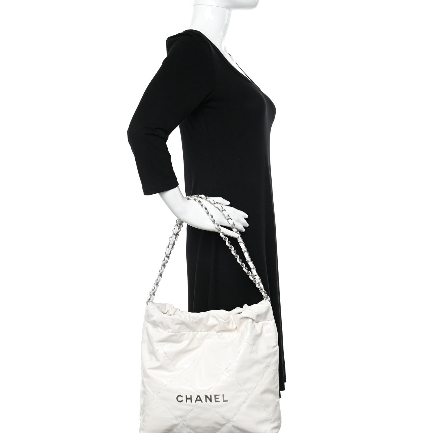 Chanel Shiny Calfskin Quilted Small Chanel 22 White 2 of 12