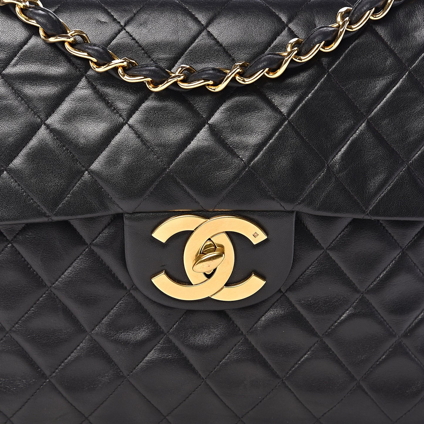 Lambskin Quilted XL Jumbo Single Flap Black
