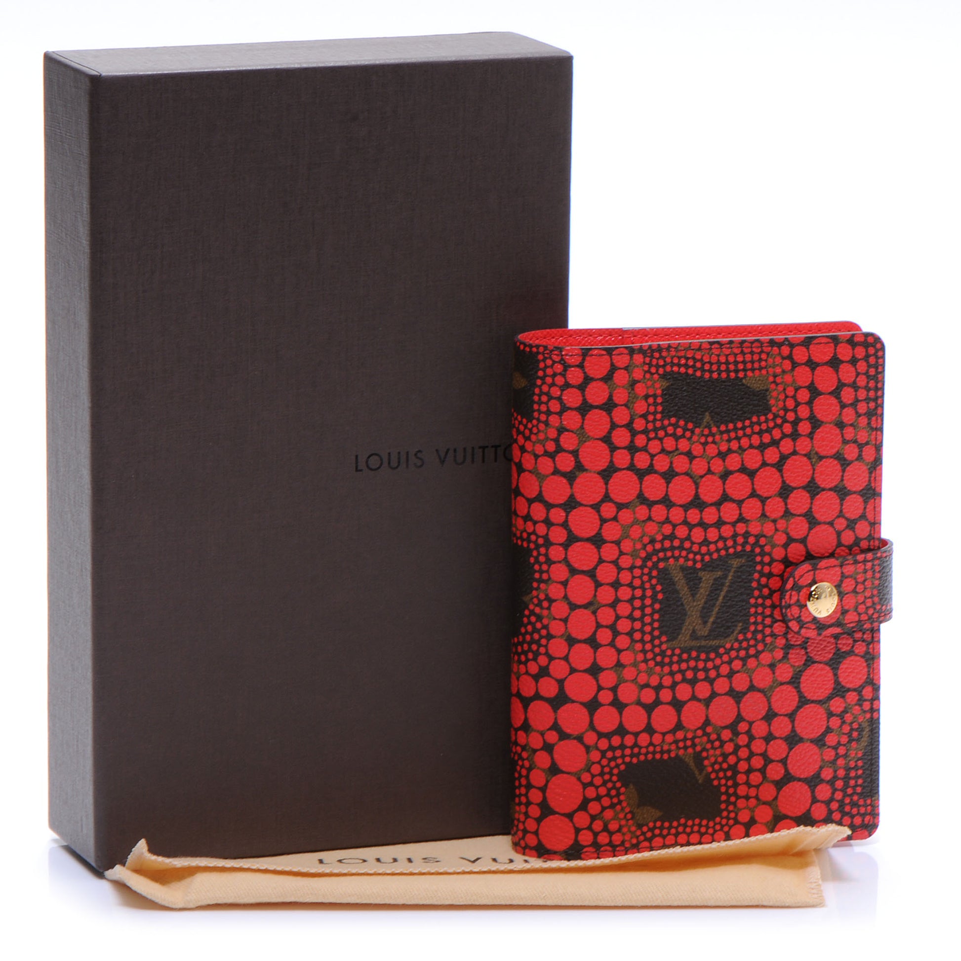Louis Vuitton Monogram Kusama Town Small Ring Agenda Cover Red 3 of 8