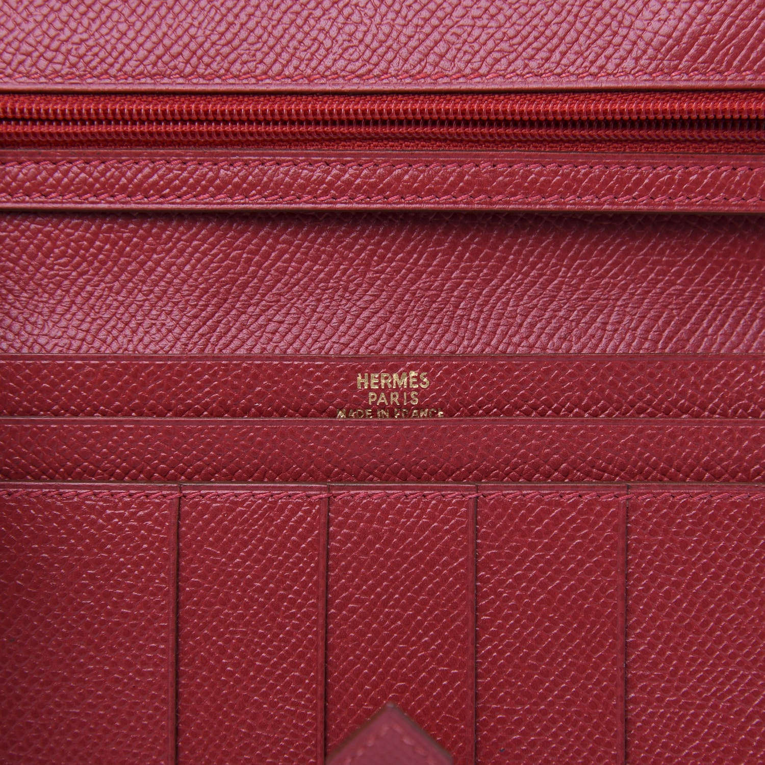 Hermes Courchevel Bearn Gusset Wallet Rouge Casaque 6 of 10