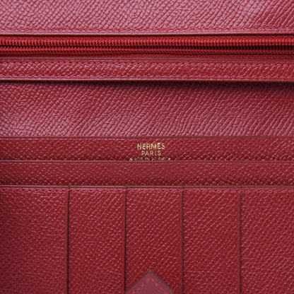 Hermes Courchevel Bearn Gusset Wallet Rouge Casaque 6 of 10
