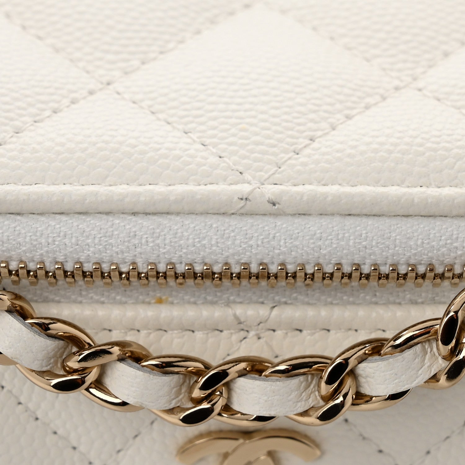 Chanel Caviar Quilted Small Vanity Case With Chain White 11 of 12