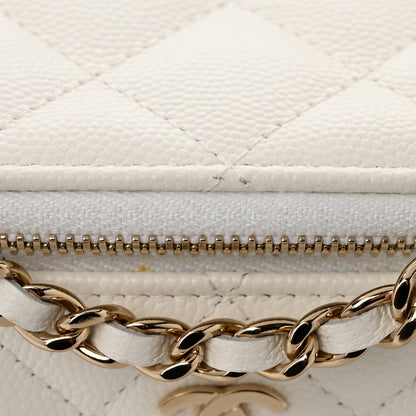 Chanel Caviar Quilted Small Vanity Case With Chain White 11 of 12