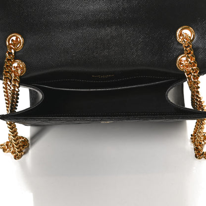 Saint Laurent Grain De Poudre Textured Mixed Matelasse Triquilt Medium Monogram Satchel Black 5 of 10