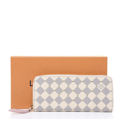 Louis Vuitton Damier Azur Studded Clemence Wallet Rose Ballerine 7 of 7