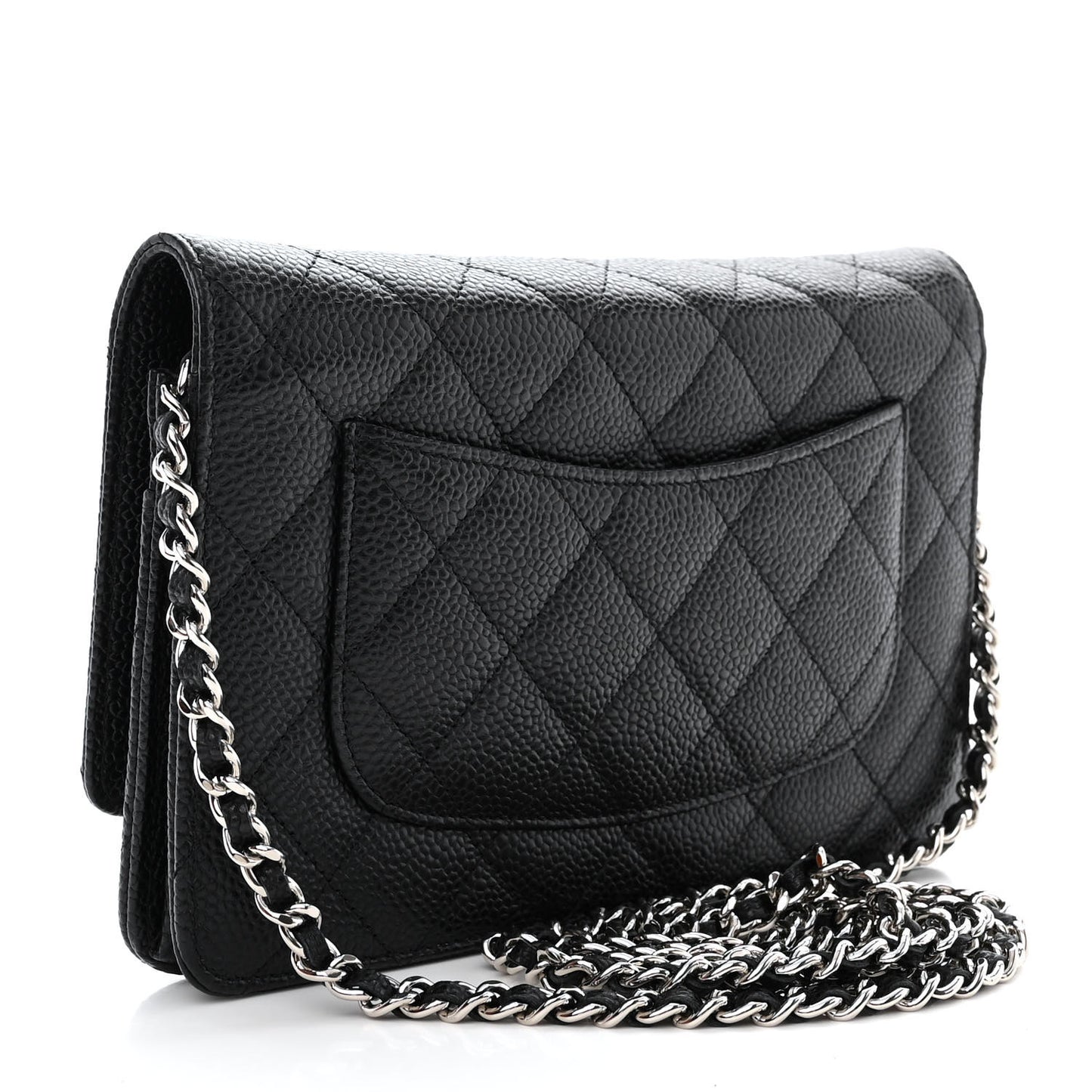 Caviar Quilted Wallet on Chain WOC Black