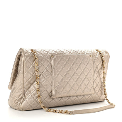 Chanel Metallic Calfskin Quilted XXL Travel Flap Bag Gold 3 of 9
