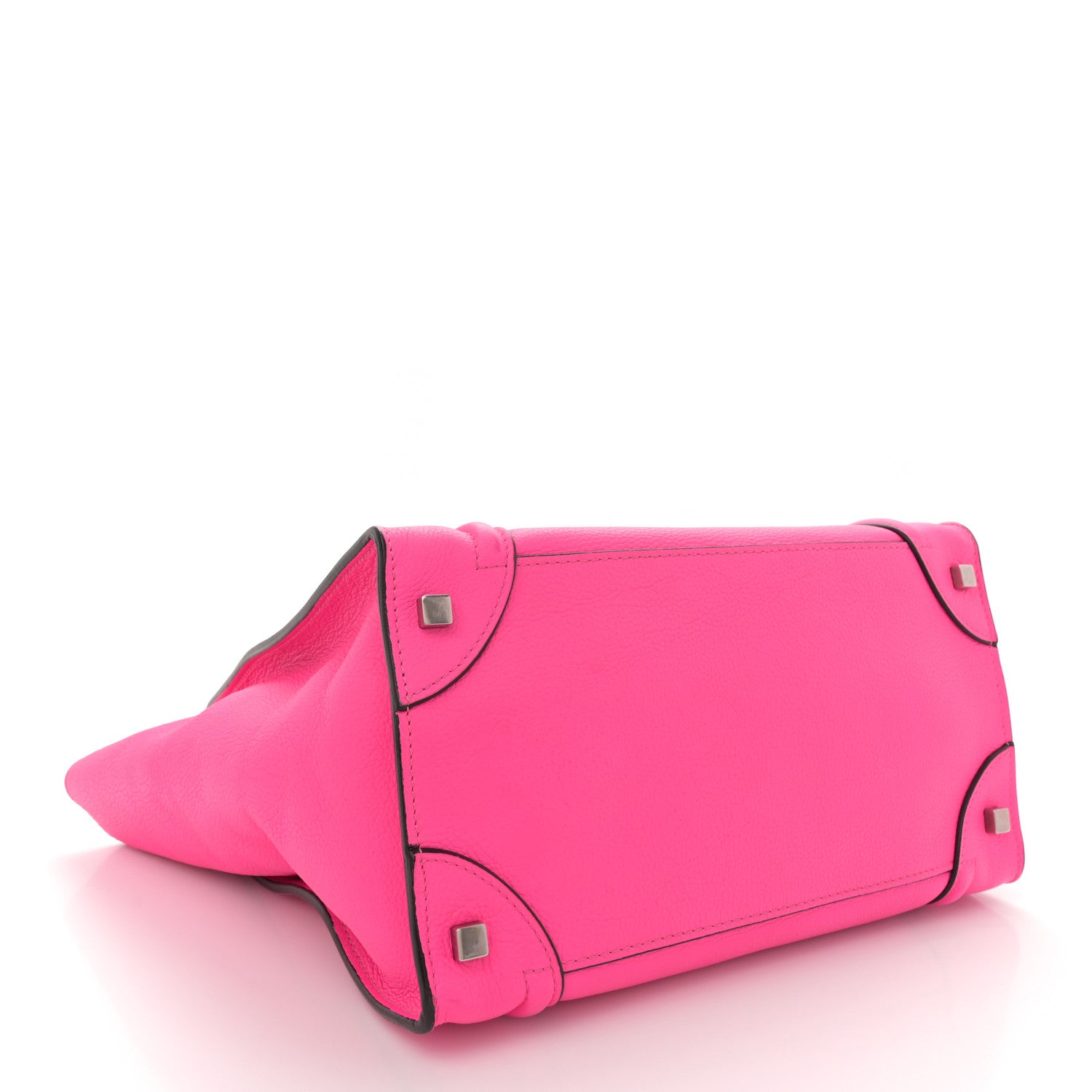 Celine Drummed Calfskin Mini Luggage Fluo Pink 4 of 15