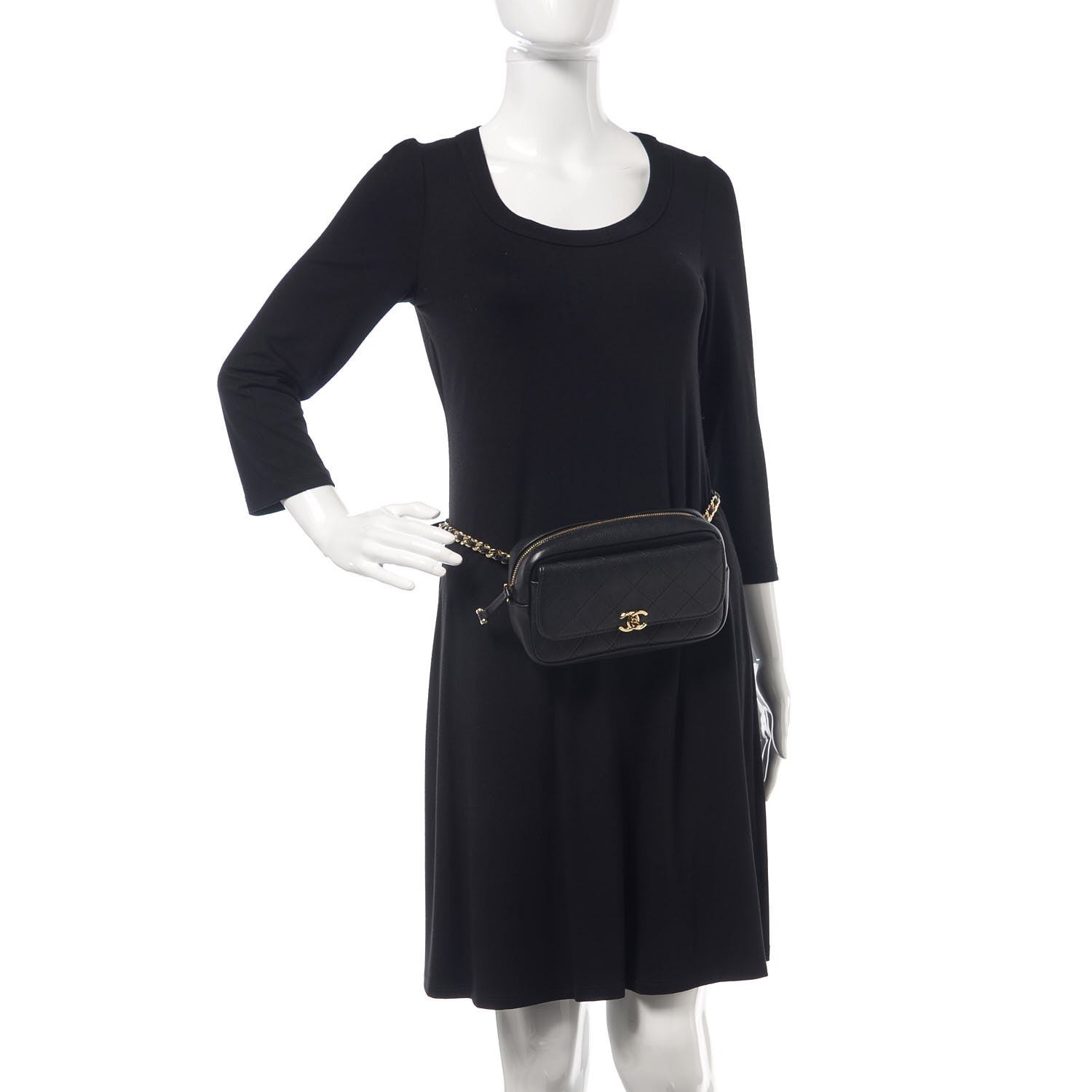 Chanel Calfskin Stitched Casual Trip Waist Bag Black 2 of 11