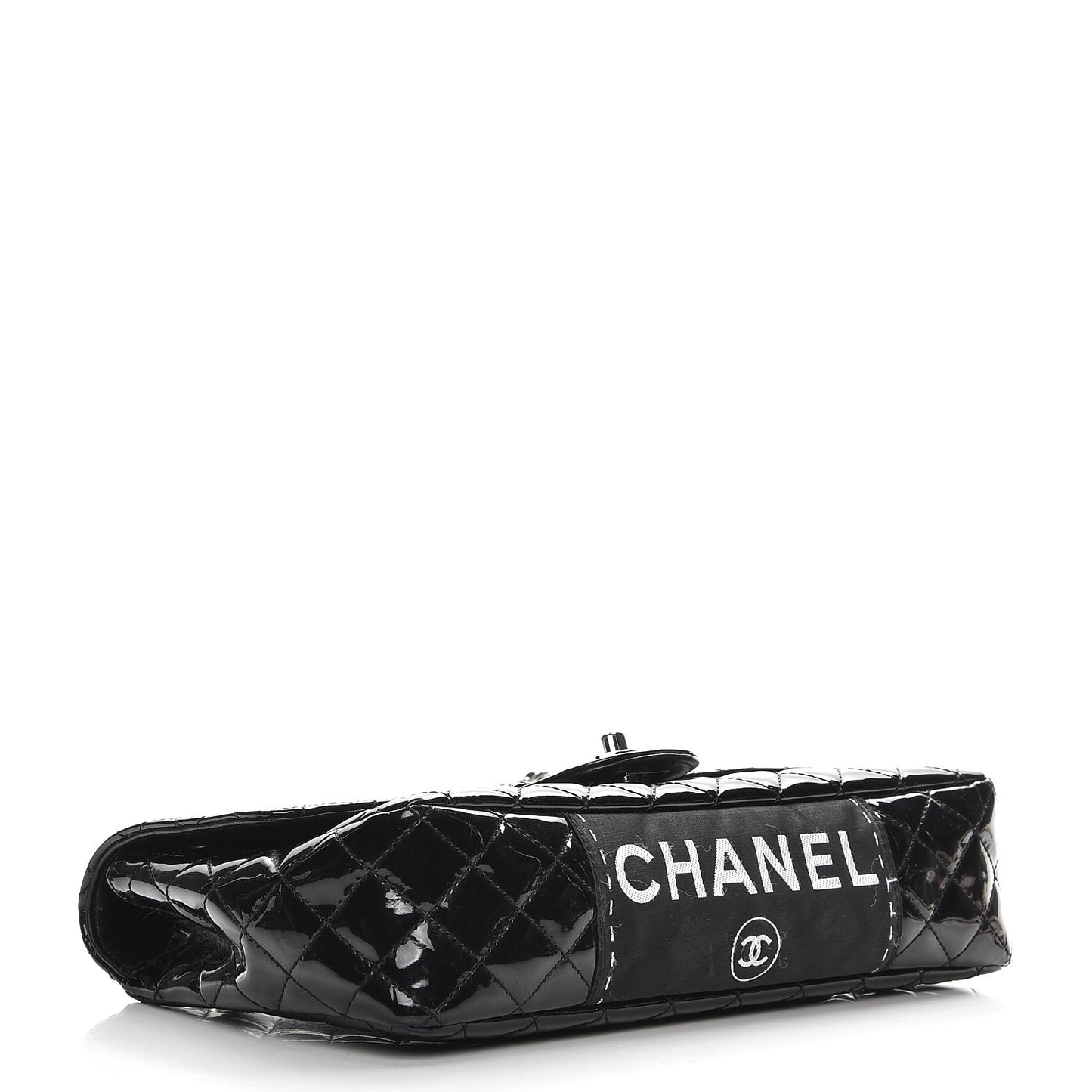 Patent Quilted Secret Label Medium Flap Black