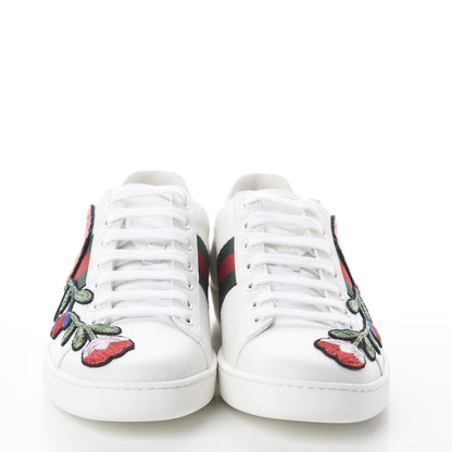 Gucci Calfskin Web Floral Embroidered Womens Ace Sneakers 37.5 White 3 of 7
