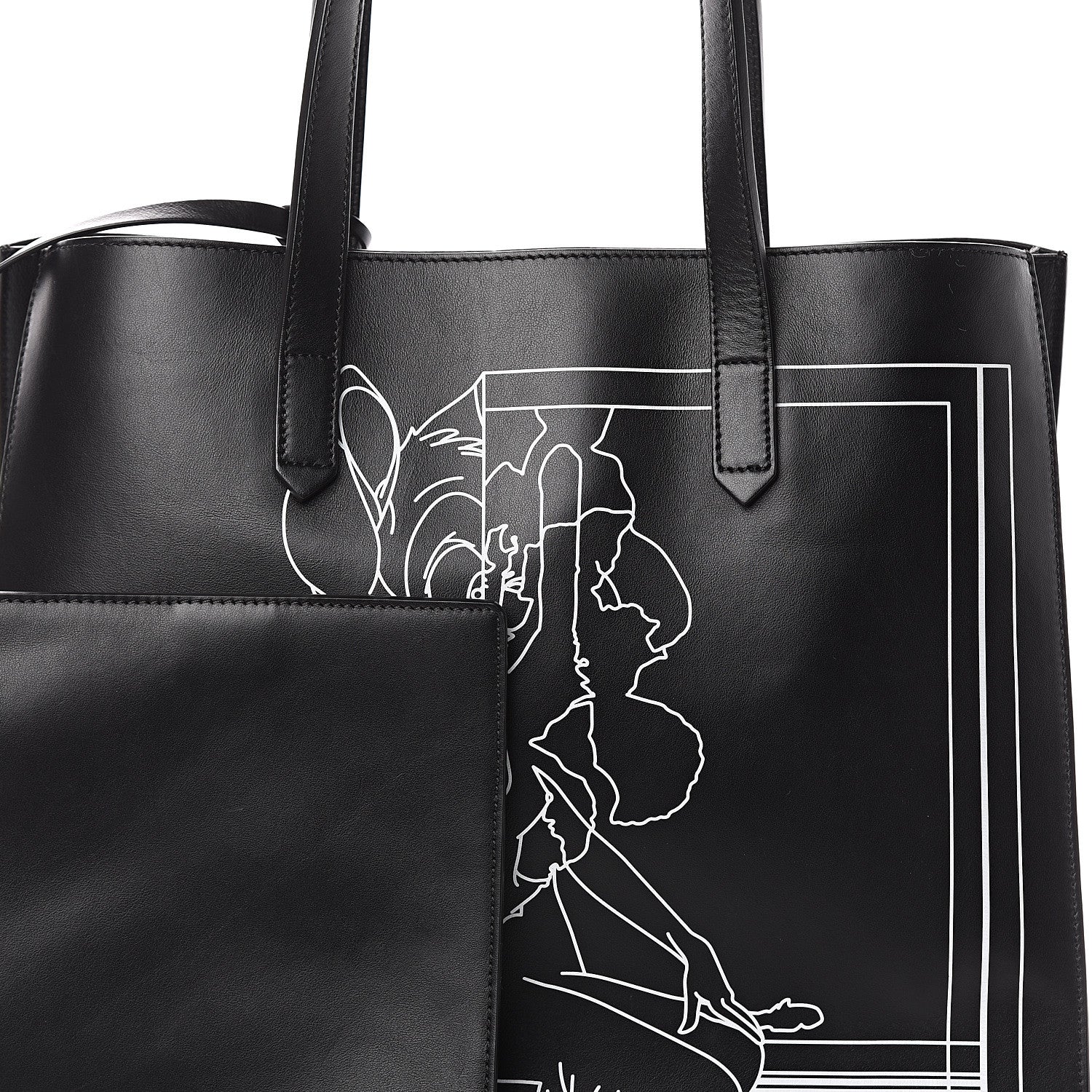 Givenchy Calfskin Bambi Print Medium Stargate Shopper Tote Black 5 of 7