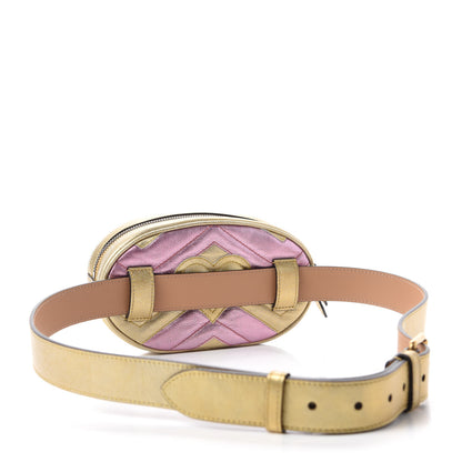 Gucci Metallic Nappa Matelasse Heart GG Marmont Belt Bag 95 38 Oro Vecchio Rosa 3 of 12