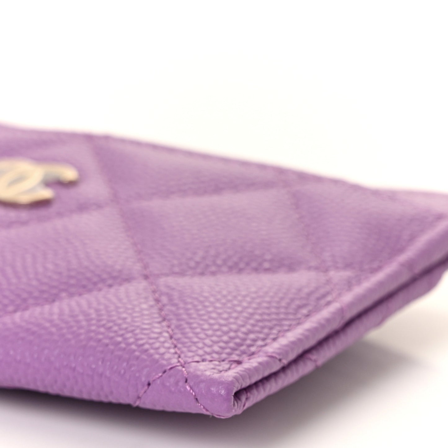 Caviar Quilted Card Holder Purple