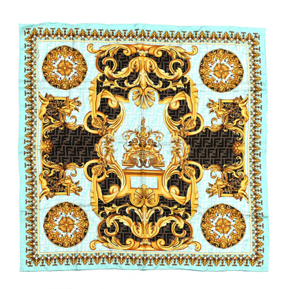 Fendi X VERSACE Silk FF Baroque Foulard Scarf Gold 1 of 3