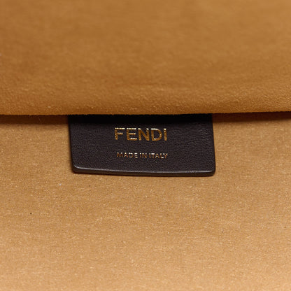 Fendi Woven Fabric Calfskin FF Medium Fendi Sunshine Shopper Tote Natural White Dark Honey 6 of 10