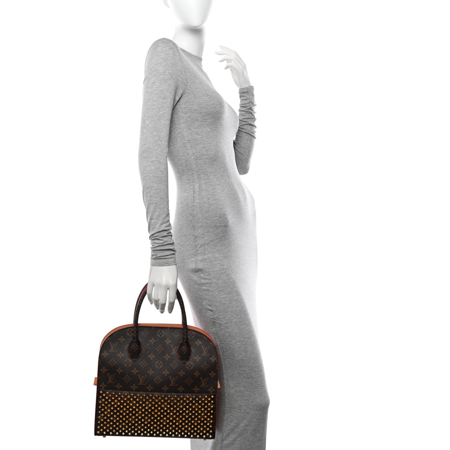 Louis Vuitton Monogram Calf Hair Spikes Iconoclasts Christian Louboutin Tote Red 2 of 15