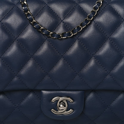 Chanel Lambskin Quilted Clutch with Chain Flap Navy 8 of 10