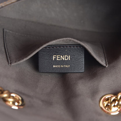 Fendi Glazed Fabric Vitello Century FF 1974 Stamp Patch Mini Double F Crossbody Bag Mogano Panna Caramello 6 of 10
