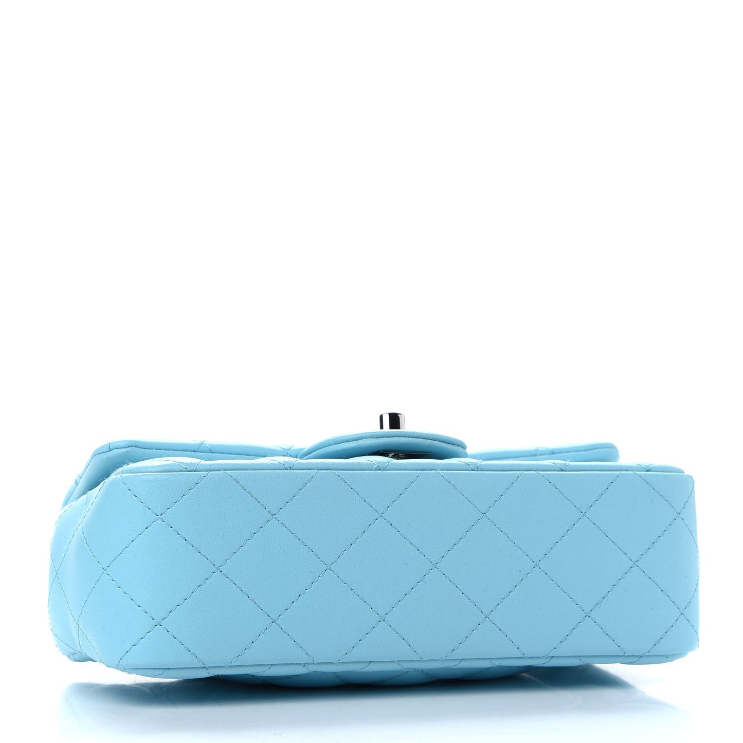 Lambskin Quilted Mini Rectangular Flap Light Blue