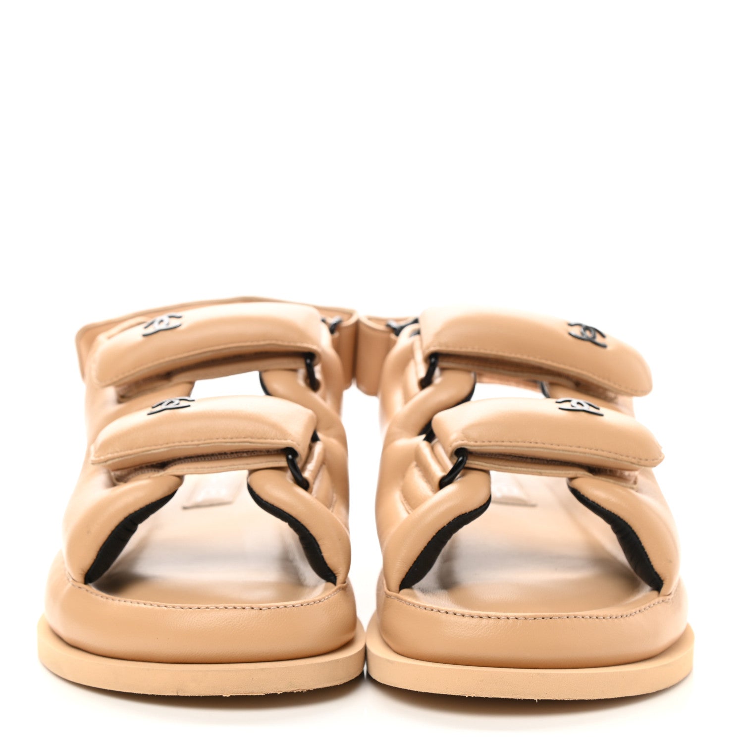 Chanel Lambskin Puffer Dad Sandals 36.5 Beige 2 of 8
