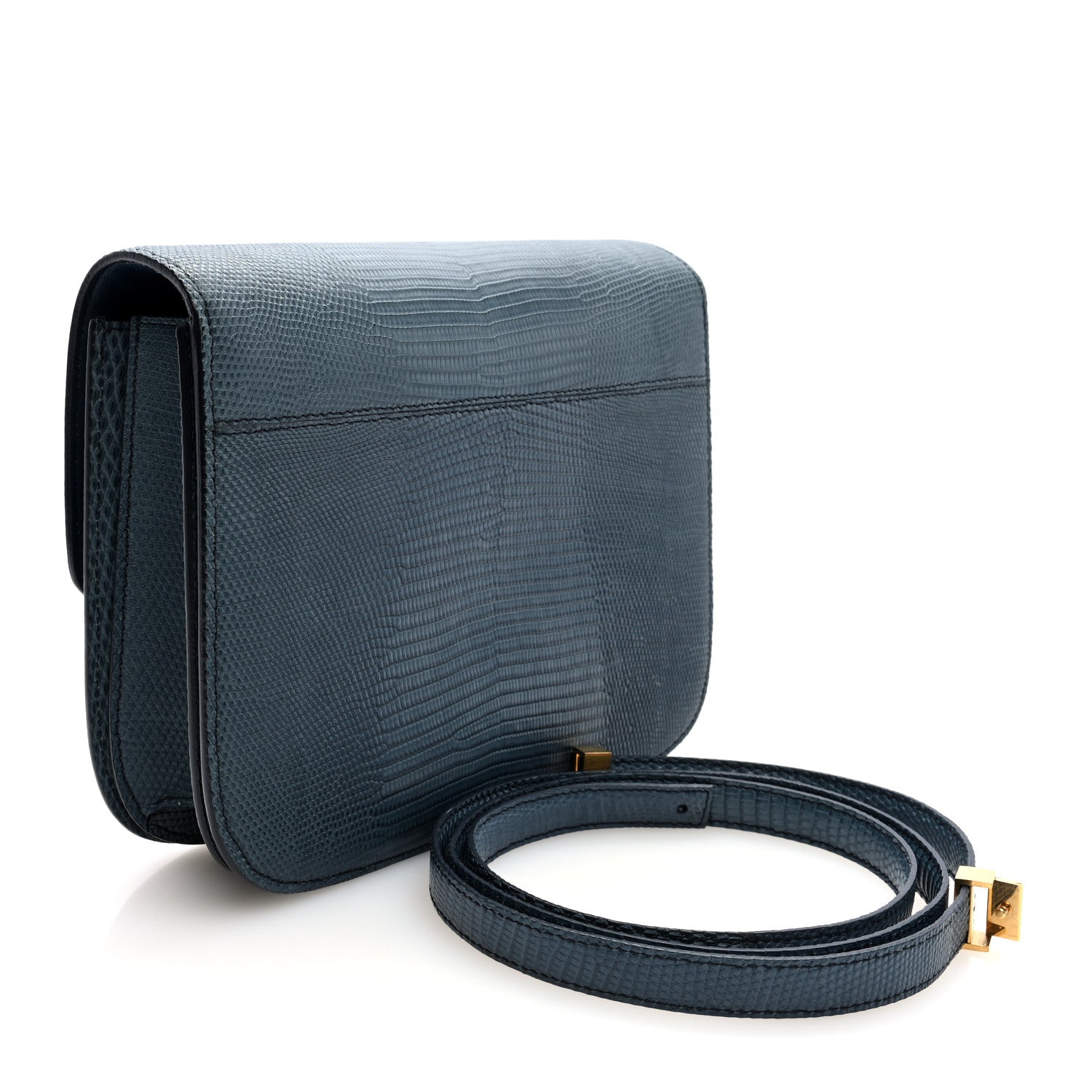 Celine Lizard Medium Classic Box Flap Bag Blue 3 of 9